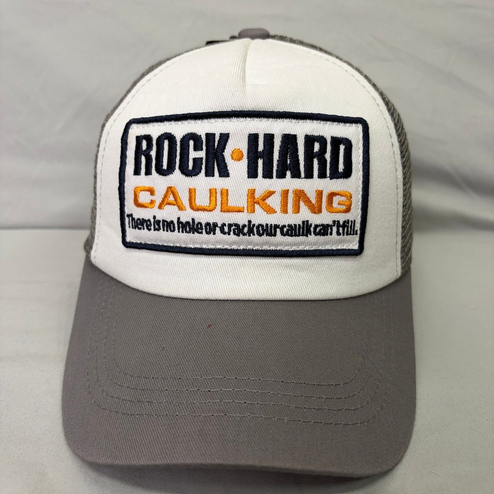 Spirit Trucker Hat Rock Hard Caulking Mens OSFM Grey White Funny Costume Cap